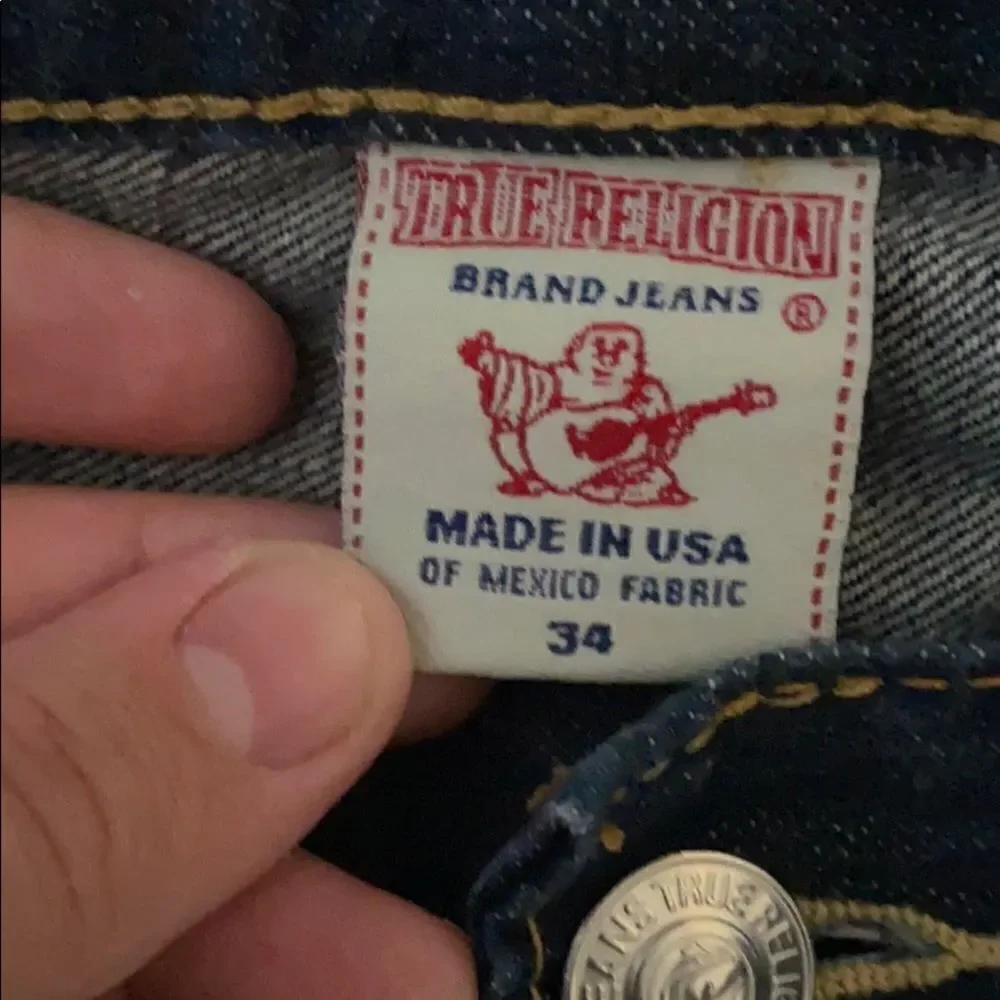 True Religion Blue Denim Manmade Rainbow Horseshoe Casual Cutoff Shorts